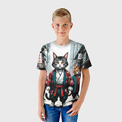 Футболка детская Коты якудза, цвет: 3D-принт — фото 2