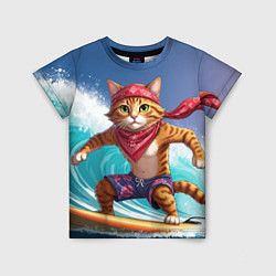 Футболка детская Кот на волне, цвет: 3D-принт