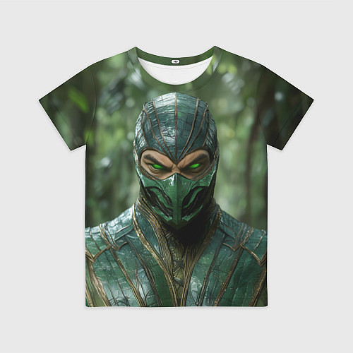 Детская футболка Рептилия с зелеными глазами / 3D-принт – фото 1