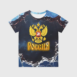 Футболка детская Герб России в объемной стене, цвет: 3D-принт