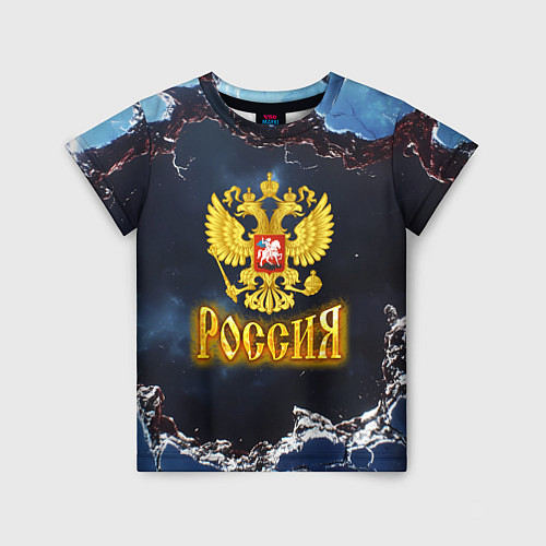 Детская футболка Герб России в объемной стене / 3D-принт – фото 1