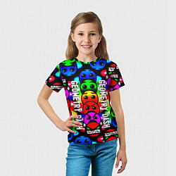 Футболка детская Geometry dash neon gradient, цвет: 3D-принт — фото 2