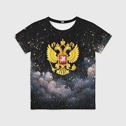 Детская футболка Герб России на черном небе