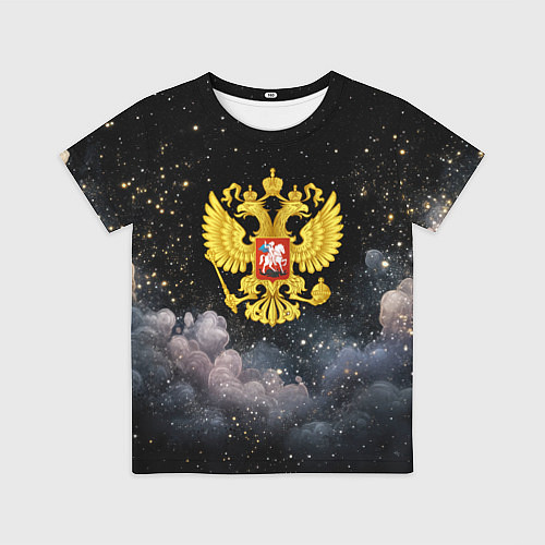 Детская футболка Герб России на черном небе / 3D-принт – фото 1