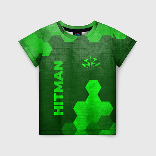 Детская футболка Hitman - green gradient вертикально / 3D-принт – фото 1