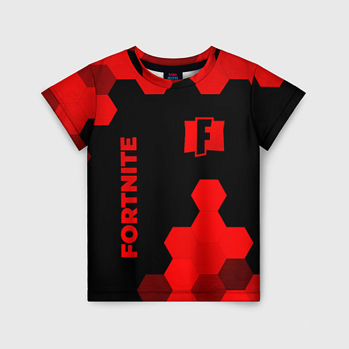 Детская футболка Fortnite - red gradient вертикально / 3D-принт – фото 1