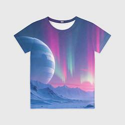 Футболка детская Неоновый космос северного сияния, цвет: 3D-принт