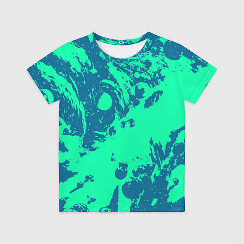 Детская футболка Сине-зелёный абстракция краски / 3D-принт – фото 1
