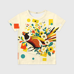 Футболка детская Абстракция фазан, цвет: 3D-принт