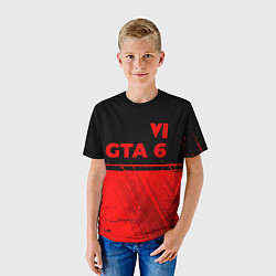 Футболка детская GTA 6 - red gradient посередине, цвет: 3D-принт — фото 2
