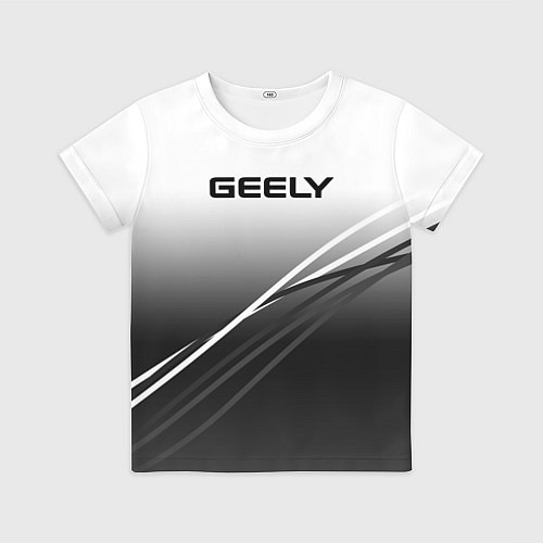 Детская футболка Geely градиент из белого в тёмный с полосами / 3D-принт – фото 1