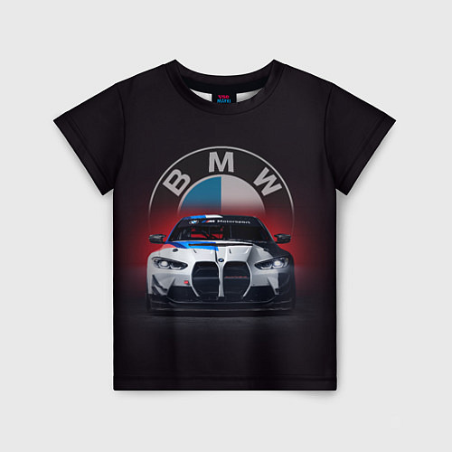 Детская футболка BMW на красном фоне / 3D-принт – фото 1