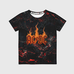 Футболка детская ACDC логотип из огня, цвет: 3D-принт