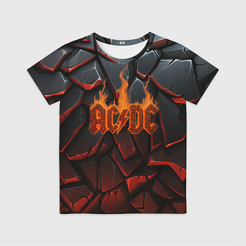 Детская футболка ACDC огненный лого на камнях / 3D-принт – фото 1