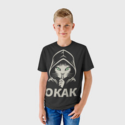 Футболка детская Кот окак в черном капюшоне, цвет: 3D-принт — фото 2
