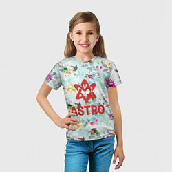Футболка детская Astro логотип на фоне цветов, цвет: 3D-принт — фото 2