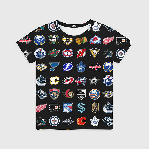 Детская футболка Команды НХЛ на черном фоне / 3D-принт – фото 1