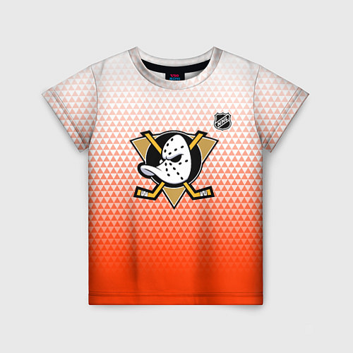 Детская футболка Анахайм Дакс - оранжевая геометрия / 3D-принт – фото 1