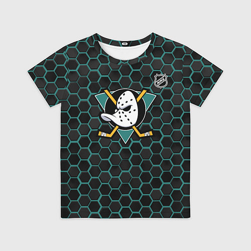 Детская футболка Анахайм Дакс - черные соты / 3D-принт – фото 1