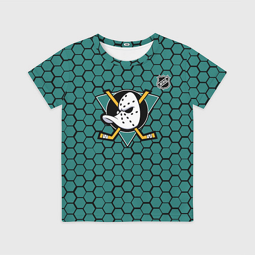 Детская футболка Анахайм Дакс - зеленые соты / 3D-принт – фото 1