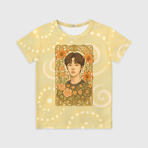 Детская футболка Юн Сан-ха Astro портрет в цветах / 3D-принт – фото 1