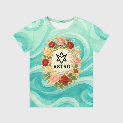 Детская футболка Astro винтажный логотип с цветами / 3D-принт – фото 1