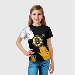 Футболка детская Бостон Брюинз - разлитая краска, цвет: 3D-принт — фото 2