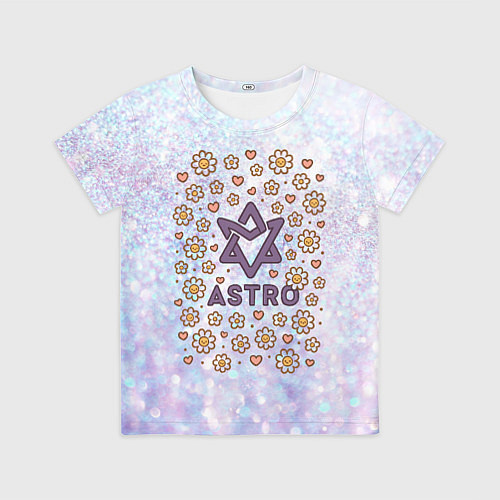 Детская футболка Astro логотип - ромашки и сердечки / 3D-принт – фото 1