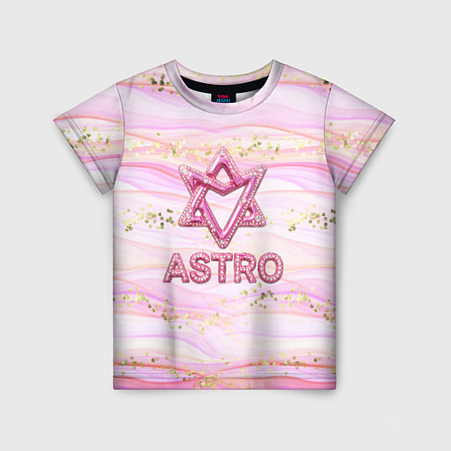 Детская футболка Розовый лого Astro со стразами / 3D-принт – фото 1