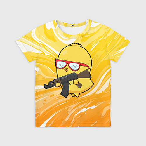 Детская футболка Курица и автомат / 3D-принт – фото 1