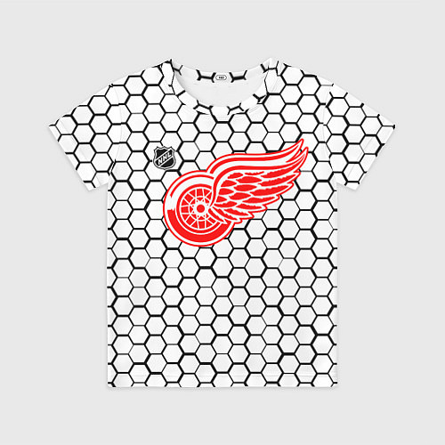 Детская футболка Детройт Ред Уингз - белые соты / 3D-принт – фото 1