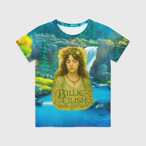 Детская футболка Билли Айлиш на фоне природы / 3D-принт – фото 1