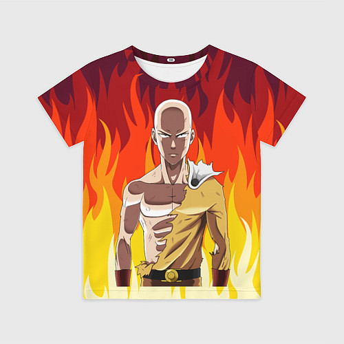 Детская футболка Saitama in fire / 3D-принт – фото 1