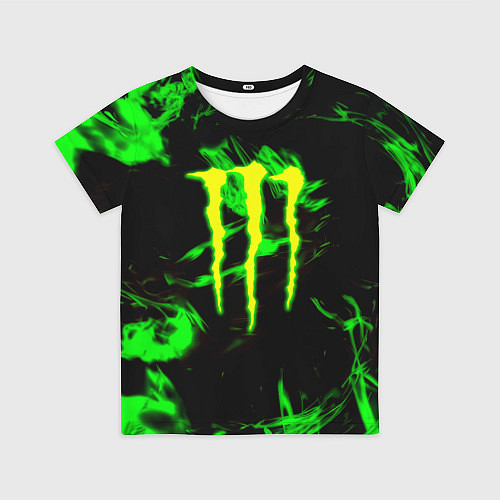 Детская футболка Monster energy кислотное лого огонь / 3D-принт – фото 1