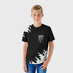 Футболка детская Monster energy белый огонь, цвет: 3D-принт — фото 2