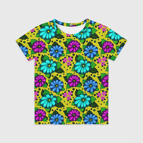 Детская футболка Паттерн незатейливые цветочки / 3D-принт – фото 1