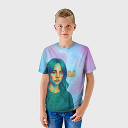 Футболка детская Билли Айлиш из мозаики, цвет: 3D-принт — фото 2
