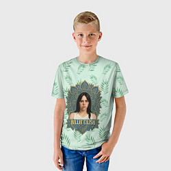 Футболка детская Билли Айлиш рамка мандала, цвет: 3D-принт — фото 2