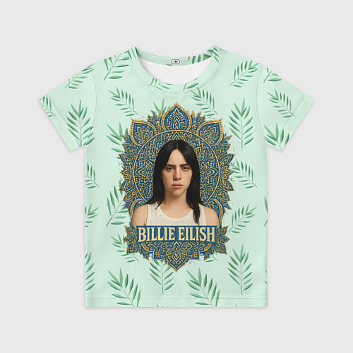 Детская футболка Билли Айлиш рамка мандала / 3D-принт – фото 1