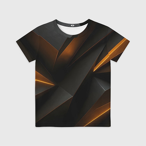 Детская футболка Черная текстура с углами / 3D-принт – фото 1