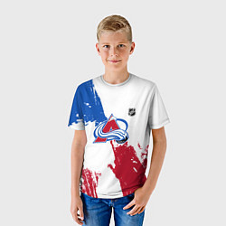 Футболка детская Колорадо Эвеланш - брызги красок, цвет: 3D-принт — фото 2