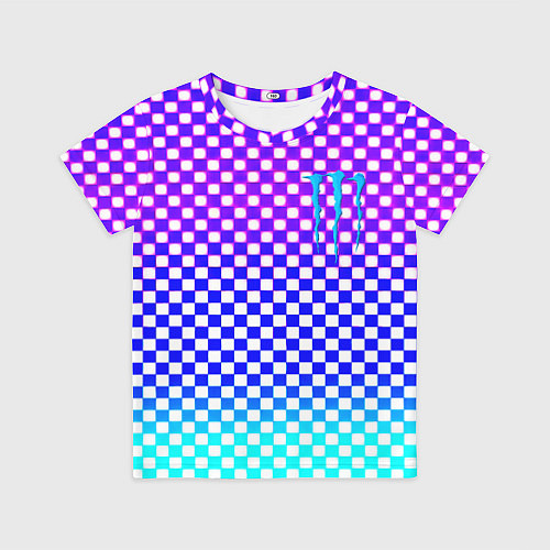 Детская футболка Monster шахматная клетка градиент / 3D-принт – фото 1