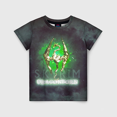 Детская футболка Skyrim gold logo Dragonborn / 3D-принт – фото 1