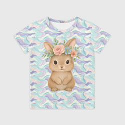 Детская футболка Зайчик с венком из цветов на голове
