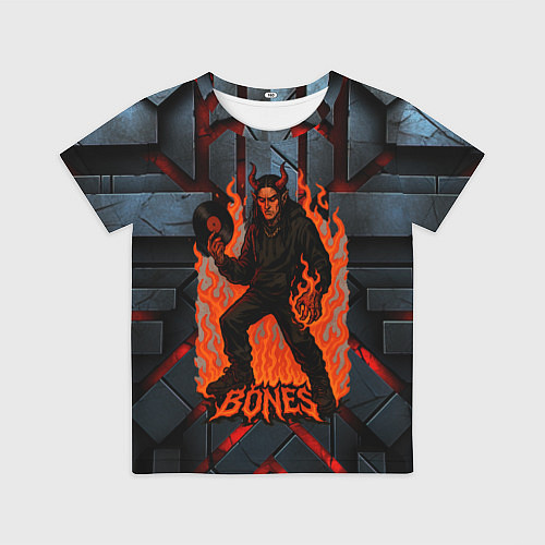 Детская футболка Bones в стиле дьявола с пластинкой / 3D-принт – фото 1