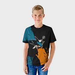 Футболка детская Сан Хосе Шаркс - два цвета, цвет: 3D-принт — фото 2