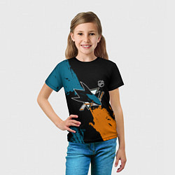 Футболка детская Сан Хосе Шаркс - два цвета, цвет: 3D-принт — фото 2