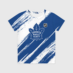 Футболка детская Торонто Мейпл Лифс - брызги синей краски, цвет: 3D-принт