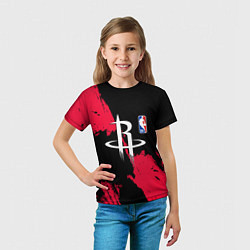 Футболка детская Хьюстон Рокетс - брызги краски, цвет: 3D-принт — фото 2