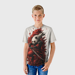 Футболка детская Демоническая панда самурай - нейроарт, цвет: 3D-принт — фото 2